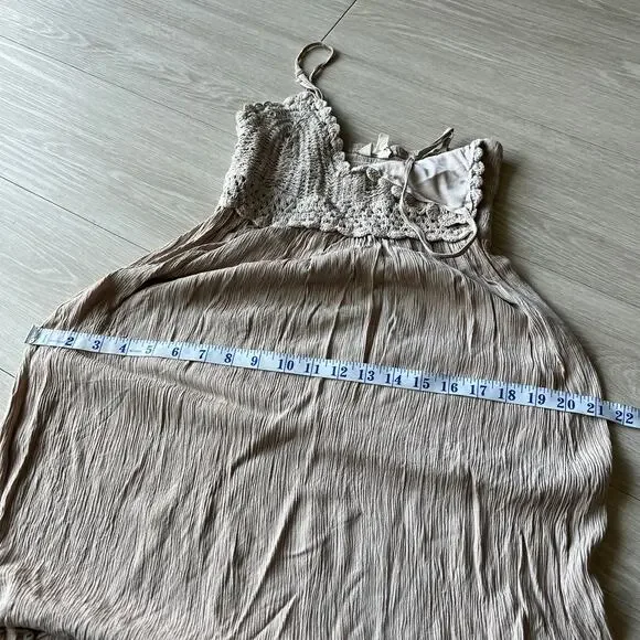 Hint Of Blush Dress Small Crochet Top Boho Tan Flaws - Picture 7 of 12